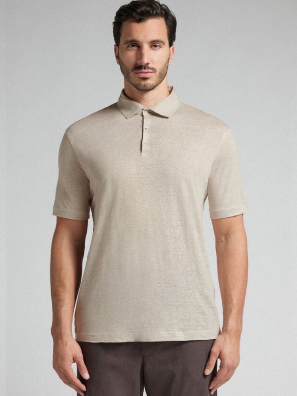 Intimissimi Uomo Linen Blend Polo 22.5" armpit to armpit Gently worn Linen blend